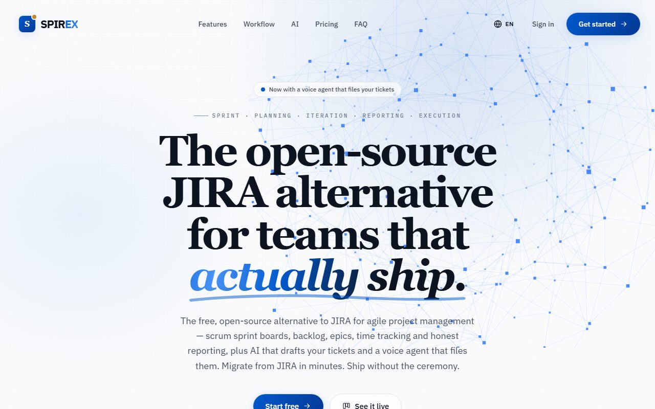 Spirex: live product screenshot