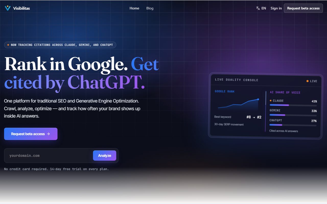 Visibilitas: live product screenshot